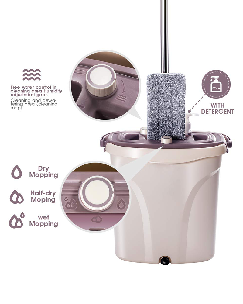 Ensemble de seaux de vadrouille de séparation d'eau sale à double contrôle Mopx Dual Zone